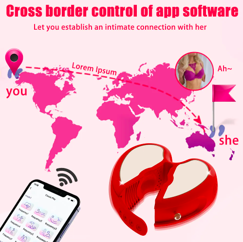 Máy Massage Ngực Kẹp Núm Vú Hình Trái Tim Điều Khiển App Kích Thích Nhũ Hoa